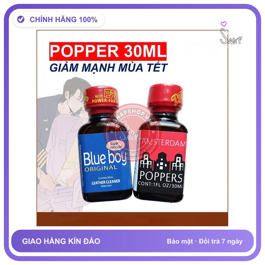 Chai hít tăng khoái cảm Popper Blue boy 30ml che tên sản phẩm bảo mật kín đáo Combo 2 chai Popper 30ml USA, Hàng Chính Hãng, Cực Mạnh, Phê Rất Lâu, Sa