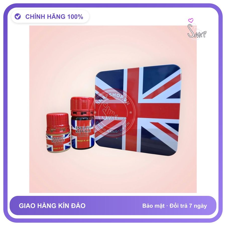 Chai hít tăng khoái cảm Popper English Royale 40ml Popper combo cao cấp, hàng chính hãng 40ml + 20ml, Cực Mạnh, Phê Lâu, che tên sản phẩm bảo mật kín