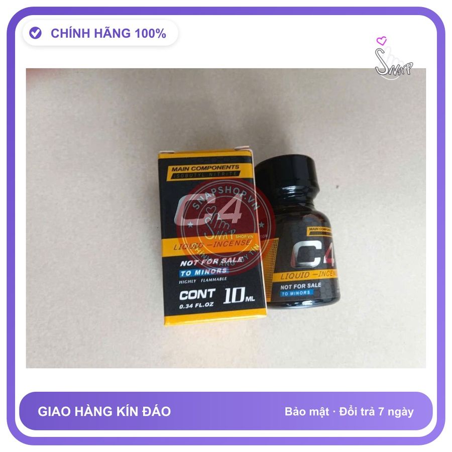 Chai hít tăng khoái cảm Popper C4 10ml Popper C4 10ml, Hàng Chính Hãng, che tên sản phẩm bảo mật kín đáo
