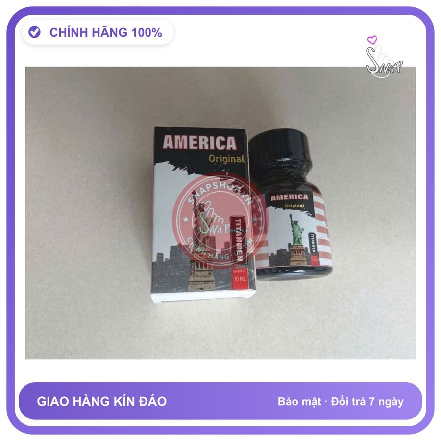 Chai hít tăng khoái cảm Popper AMERICA 10ml Popper 10ml, Hàng Chính hãng, Cực Mạnh, che tên sản phẩm bảo mật kín đáo