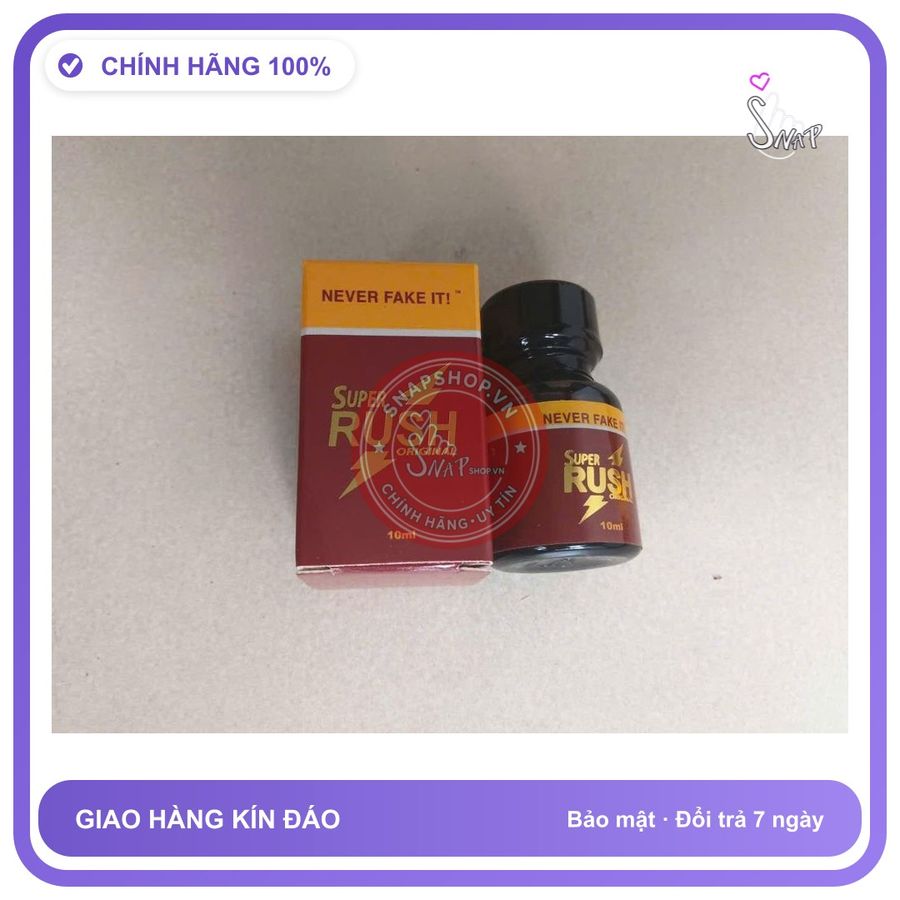 Chai hít tăng khoái cảm Popper super rush 10ml Popper 10ml, Hàng Chính Hãng, Cực Mạnh, Phê Lâu, che tên sản phẩm bảo mật kín đáo