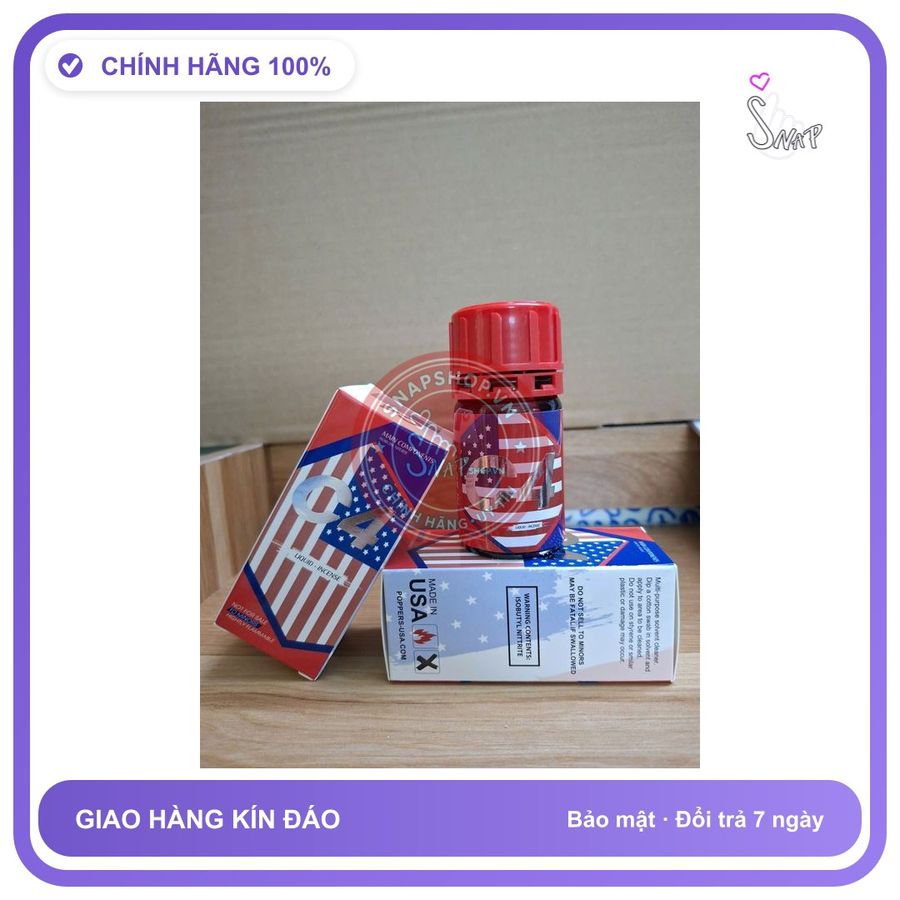 Chai hít tăng khoái cảm Popper C4 40ml Popper Sỉ Lẻ Chai 40ml USA, che tên sản phẩm bảo mật kín đáo Khi đặt hàng