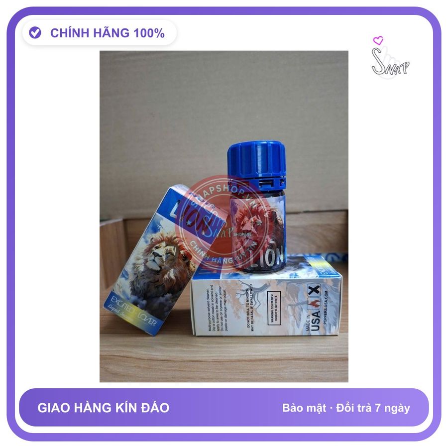 Chai hít tăng khoái cảm Popper LION 40ml Sỉ lẻ Popper, chai 40ml USA Hàng Chính Hãng, Cực Mạnh, Phê Lâu, che tên sản phẩm bảo mật kín đáo