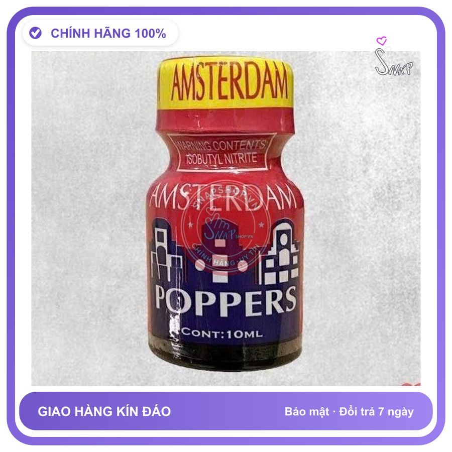 Chai hít tăng khoái cảm Popper AMSTERDAM 10ml Chai Hít Trực Tiếp Vào Mũi, Kích Thích Hưng Phấn Cho Nam Nữ, Phê Tận Mây Xanh, Popper 10ml USA