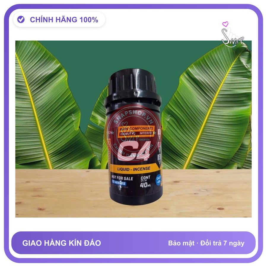 Chai hít tăng khoái cảm Popper C4 40ml Popper khô 40ml C4, Dòng Mạnh,Mụi Dịu, che tên sản phẩm bảo mật kín đáo