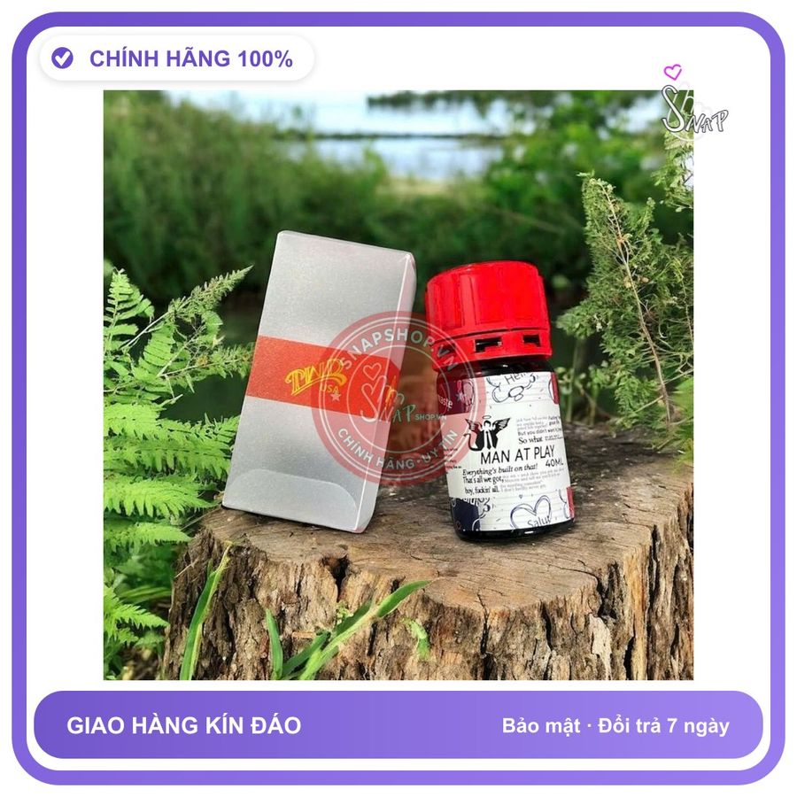 Chai hít tăng khoái cảm Popper MAN AT PLAY 40ml Popper 40ml USA Hàng Chính Hãng, Cực Mạnh, Phê Lâu, Mùi Thơm Dịu, che tên sản phẩm bảo mật kín đáo