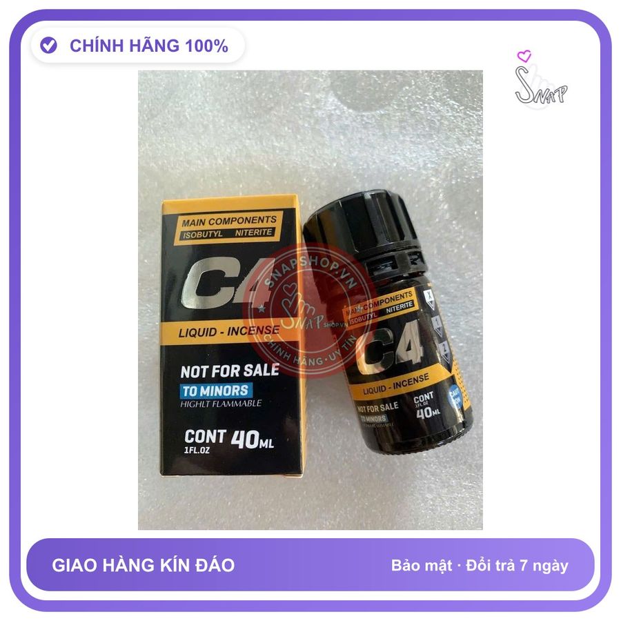 Chai hít tăng khoái cảm Popper C4 40ml Popper C4 40ml Cực Mạnh, Phê Lâu Cho Ng Lờn Nặng, che tên sản phẩm bảo mật kín đáo