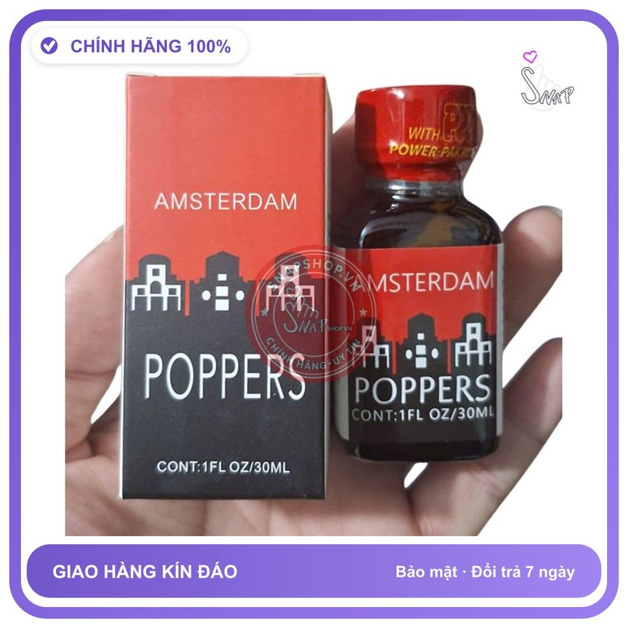 Chai hít tăng khoái cảm Popper Amsterdam 30ml Popper Amsterdam Chính Hãng Chai 30ml, cực mạnh,phê tới não, che tên sản phẩm bảo mật kín đáo