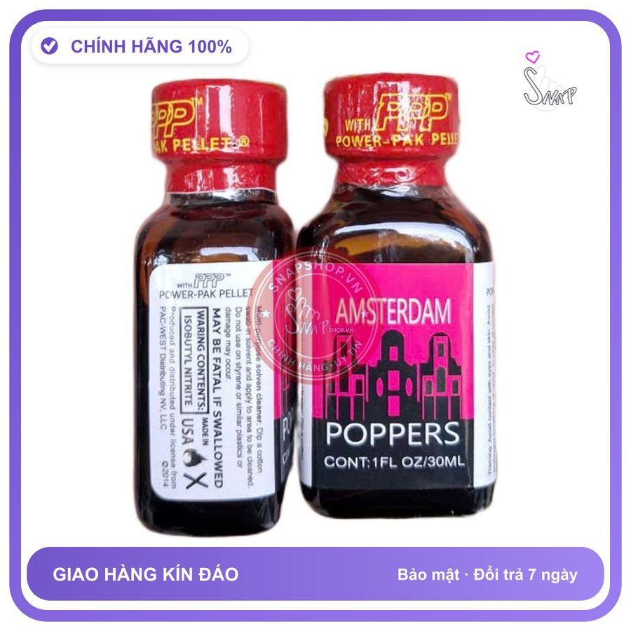 Chai hít tăng khoái cảm Popper PPP 30ml Popper Amsterdam Hồng 30ml PWD, cực mạnh,phê tới não, che tên sản phẩm bảo mật kín đáo