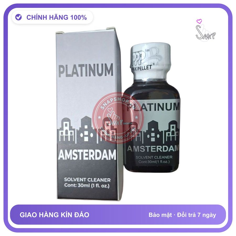 Chai hít tăng khoái cảm Popper PLATINUM 30ml Popper Amsterdam Platinum 30ml, Cực Mạnh, Phê Lâu, che tên sản phẩm bảo mật kín đáo