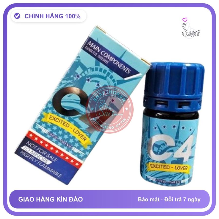 Chai hít tăng khoái cảm Popper C4 40ml Popper C4 USA Excited Lover 40ml, Cực Mạnh, Phê Tới Não, Gây Ảo Giác, che tên sản phẩm bảo mật kín đáo