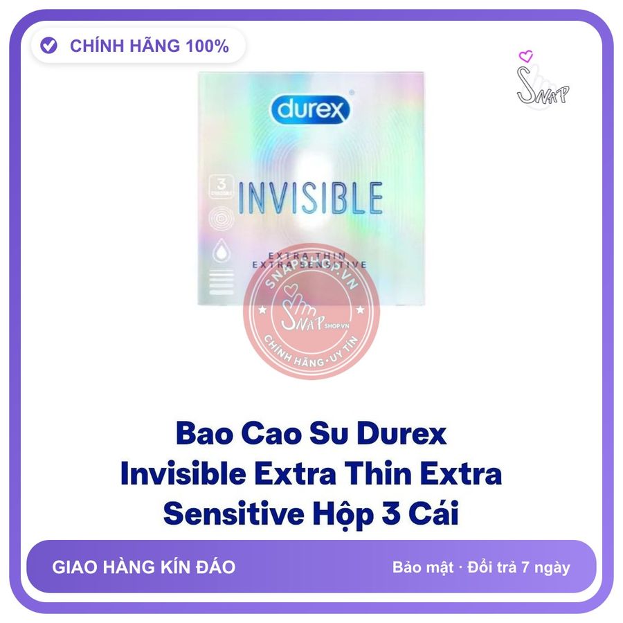 Bao cao su Durex Bao cao su durex hộp 3 cái, che tên sản phẩm bảo mật kín đáo khi đặt hàng