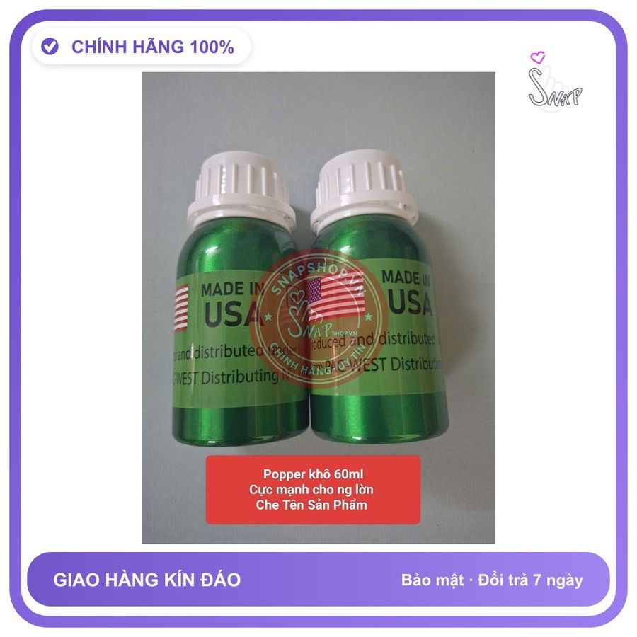 Chai hít tăng khoái cảm Popper PAC-WEST Distributing 60ml Popper khô 60ml, Cực Mạnh, cho ng lờn, Phê tận mây xanh,che tên sản phẩm bảo mật kín đáo
