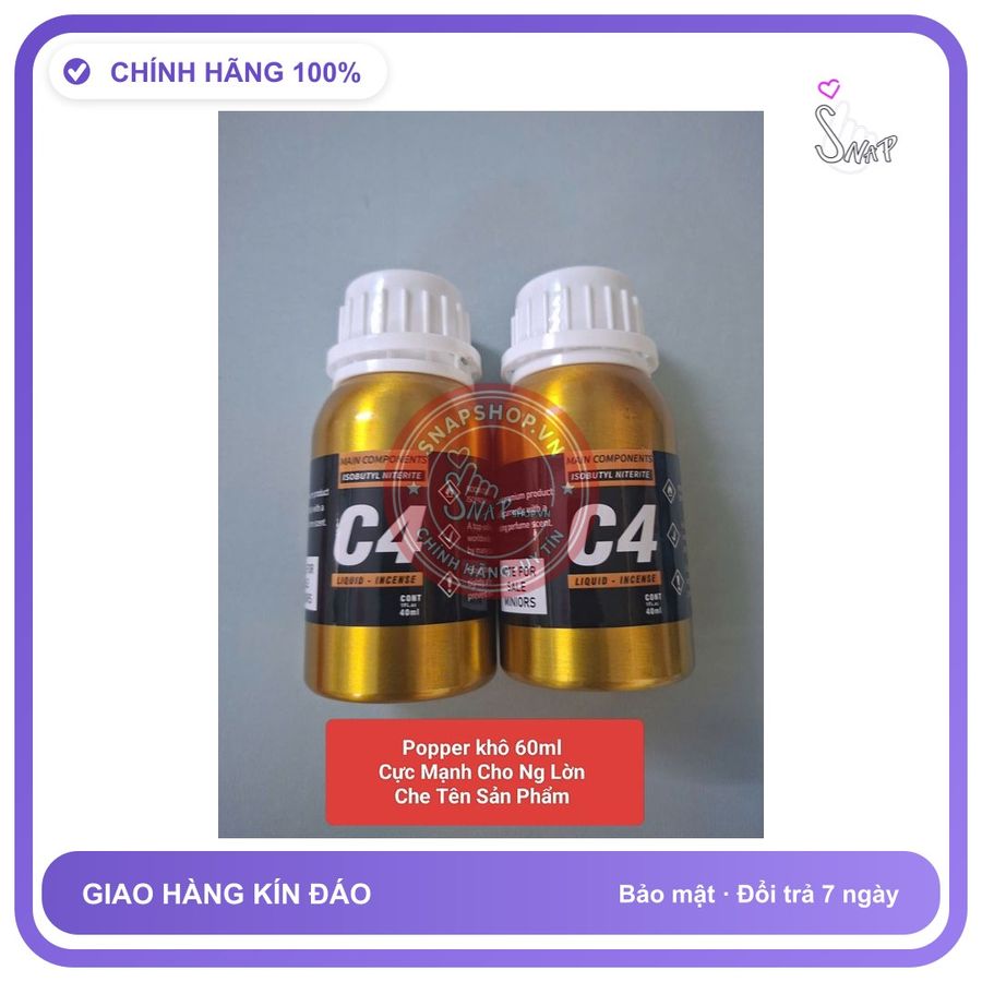 Chai hít tăng khoái cảm Popper C4 60ml Popper khô C4 60ml, Cực Mạnh, Phê xuyên não, gây ảo giác, che tên sản phẩm bảo mật kín đáo
