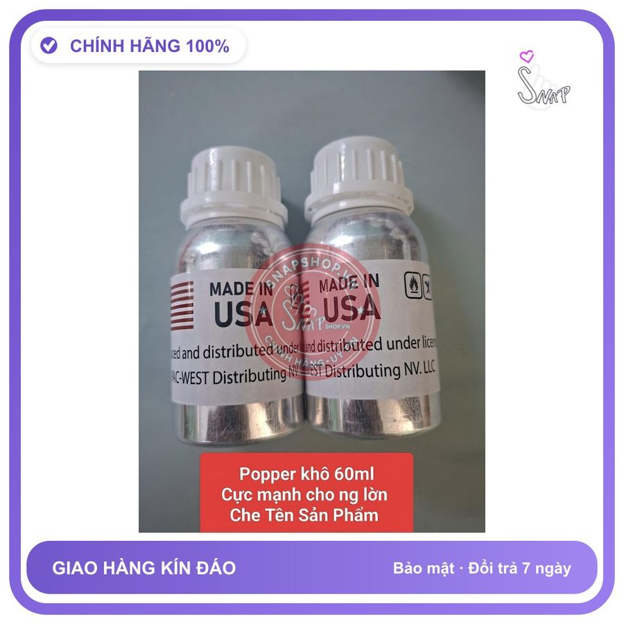 Chai hít tăng khoái cảm Popper 60ml Popper mỹ 60ml, hàng chính hãng, phê xuyên não, gây ảo giác, che tên sản phẩm bảo mật kín đáo