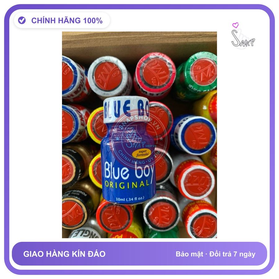 Chai hít tăng khoái cảm Popper Blue boy 10ml Popper 10ml, hàng chính hãng, che tên sản phẩm bảo mật kín đáo