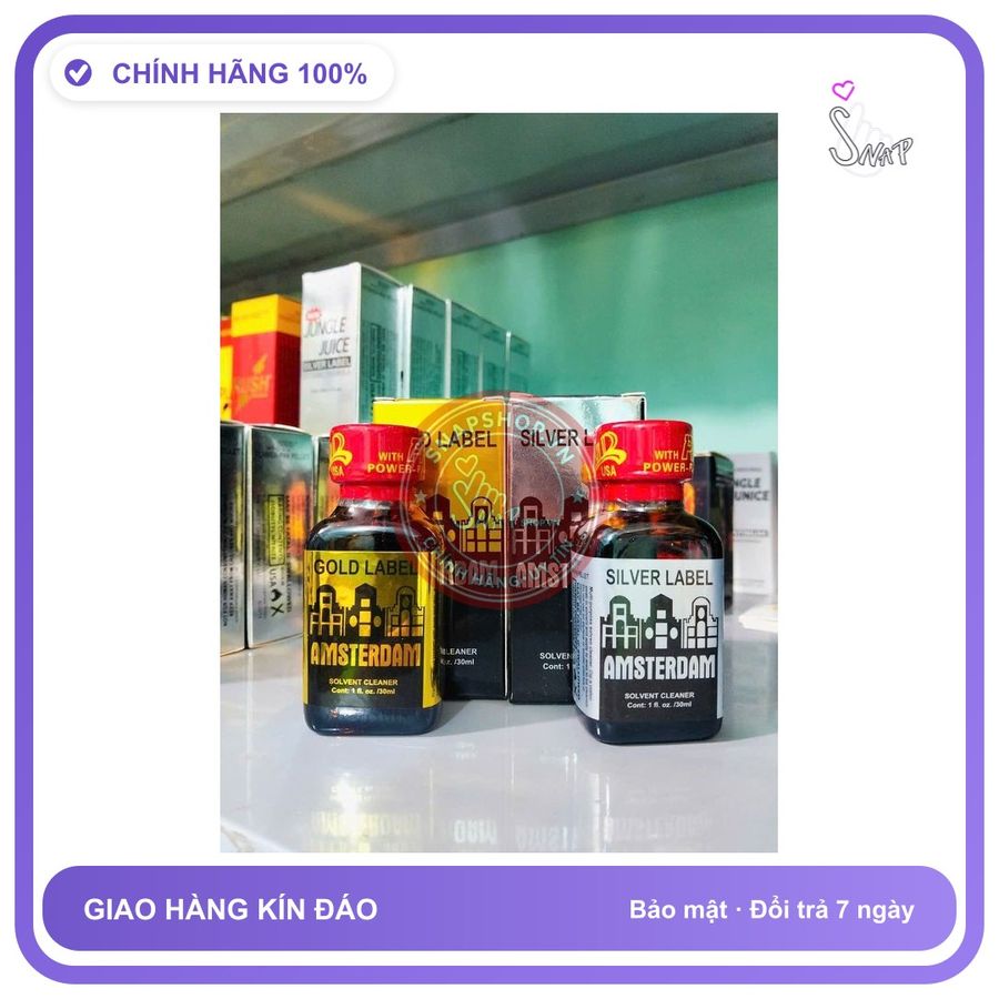 Chai hít tăng khoái cảm Popper Amsterdam 30ml Popper 30ml USA, hàng hoàn chính hãng, mùi hương dịu, cực mạnh, phê lâu, che tên sản phẩm bảo mật kín đá