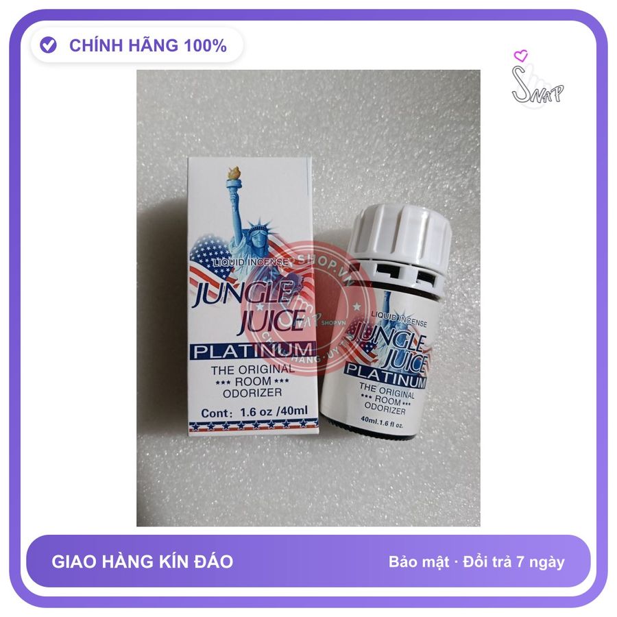 Chai hít tăng khoái cảm Popper JUNGLE JUICE PLATINUM 40ml Popper Chính Hãng Usa Cực Mạnh, Phê Lâu, ko nhức đầu, ko bỏng mũi, 40ml