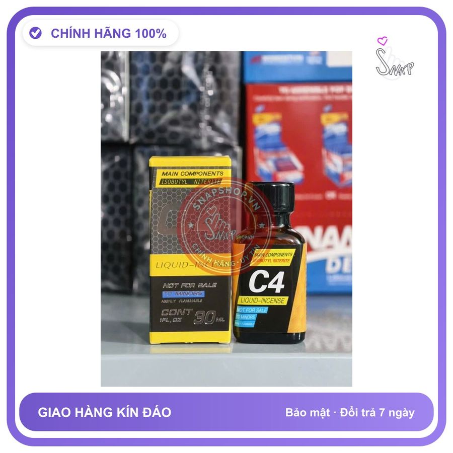 Chai hít tăng khoái cảm Popper C4 30ml Popper 30ml C4 hàng chính hãng, bao phê che tên sản phẩm bảo mật kín đáo