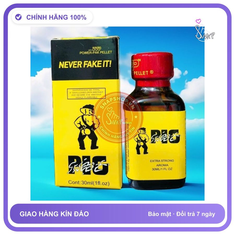Chai hít tăng khoái cảm Popper PIG 30ml Popper 30ml USA, Cực Mạnh, Phê Lâu, Ko nhức đầu, ko bỏng mũi, Bao Phê