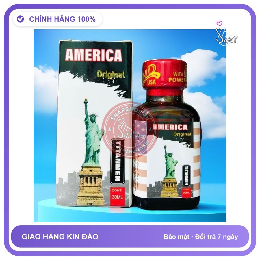 Chai hít tăng khoái cảm Popper AMERICA 30ml Popper 30ml, hàng chính hãng USA, Cực Mạnh, Phê Lâu, che tên sản phẩm bảo mật kín đáo