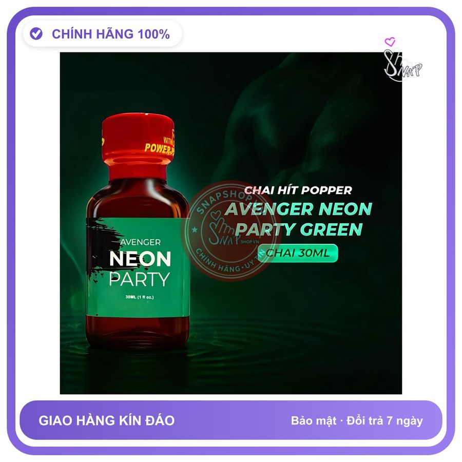 Chai hít tăng khoái cảm Popper AVENGER 30ml Popper neon 30ml USA, Hàng Chính Hãng, Cực Mạnh
