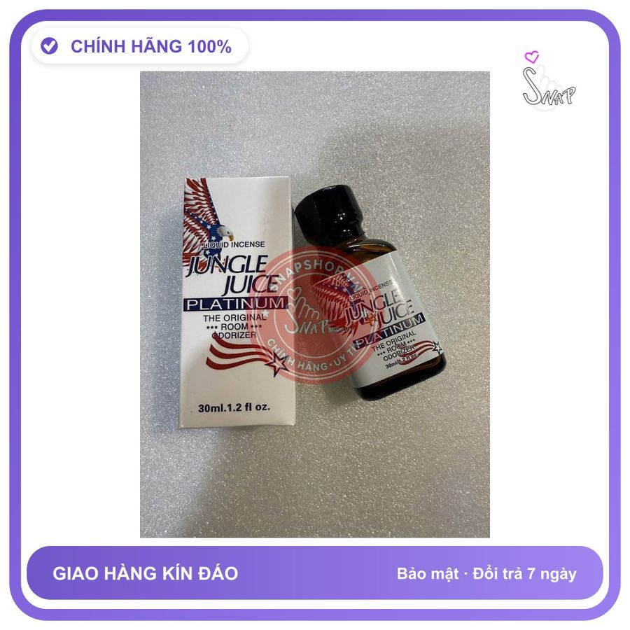 Chai hít tăng khoái cảm Popper JUNGLE JUICE PLATINUM 30ml Popper khô 30ml, Dòng Cao Cấp Cực Mạnh, Phê Lâu, Mùi Hương Dễ Hít