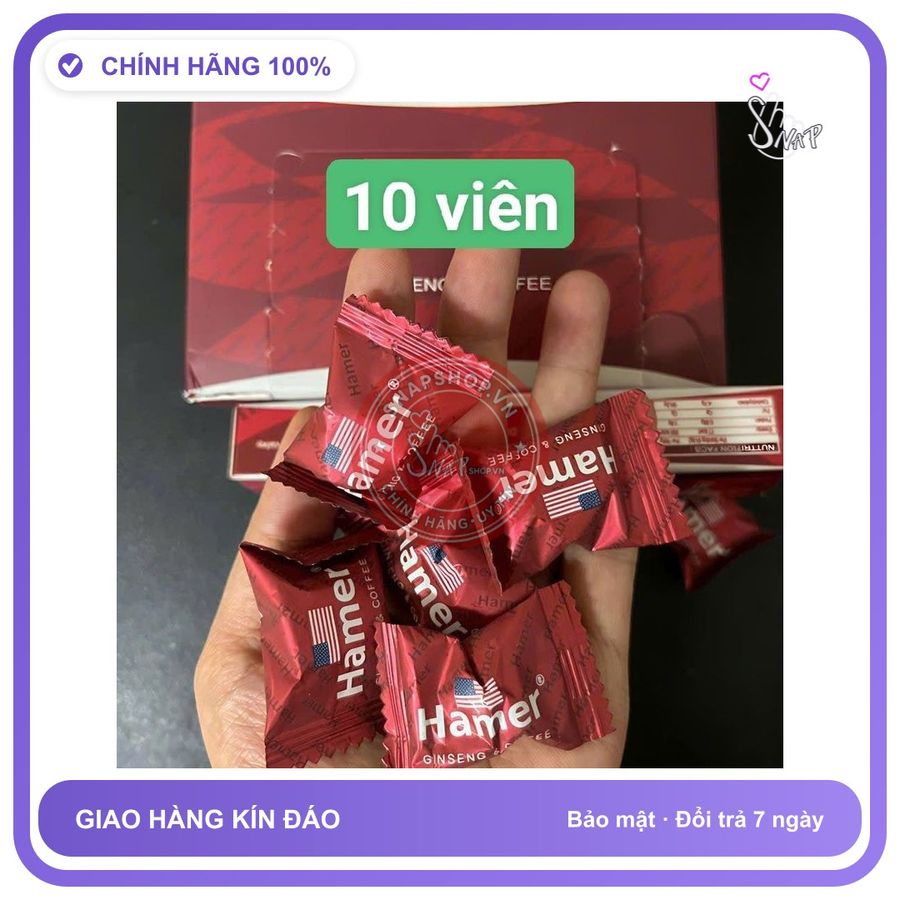 Viên uống hỗ trợ sinh lý nam Hamer Combo 10 viên kẹo hamer mỹ chính hãng, cực mạnh, giúp cương cứng lâu cả tiếng, che tên sản phẩm bảo mật kín đáo