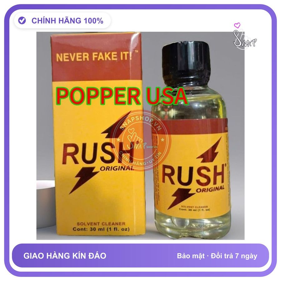 Chai hít tăng khoái cảm Popper RUSH 30ml Popper 30ml USA, sỉ lẻ giá tốt, che tên sản phẩm bảo mật kín đáo
