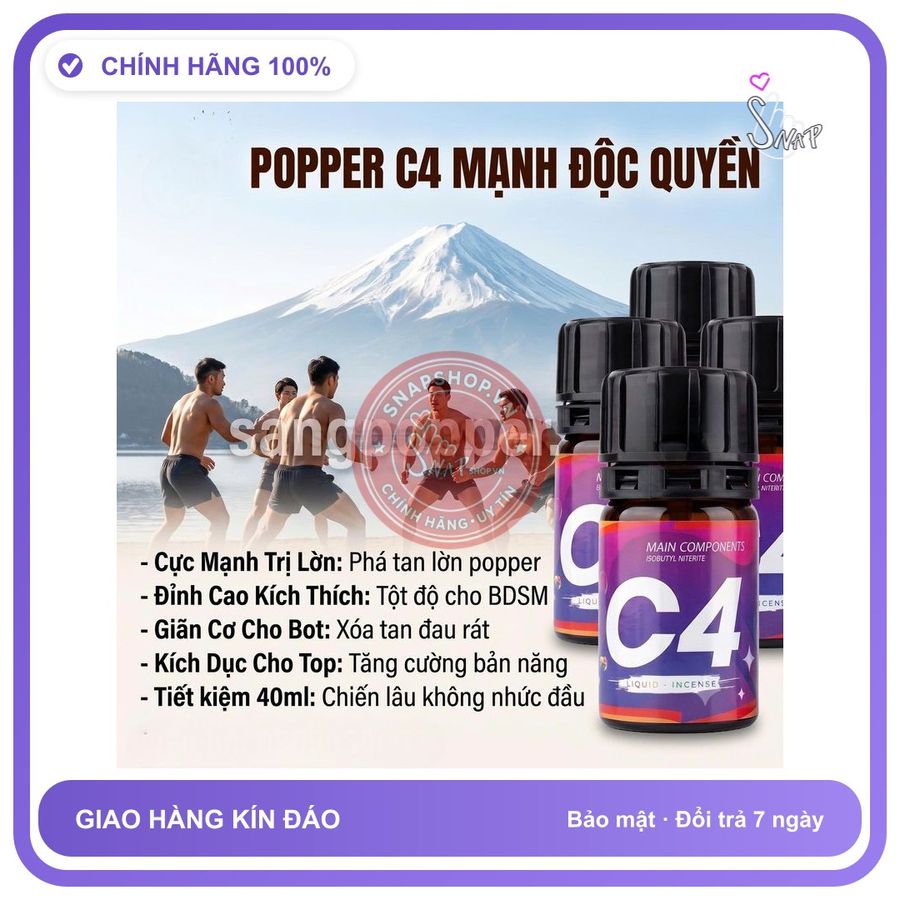 Chai hít tăng khoái cảm Popper C4 40ml Chai hít Popper 40ml C4 cho top bot, Giúp Tăng Khoái Cảm Cực Nhanh, Phê Lâu Hơn