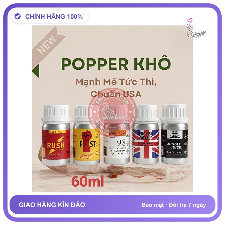 Chai hít tăng khoái cảm Popper RUSHFISTOriginalENGLISH ROYALEJUNGLE JUI 60ml Popper khô 60ml, lấy ngẫu nhiên, dòng cao cấp siêu mạnh, che tên sản phẩm
