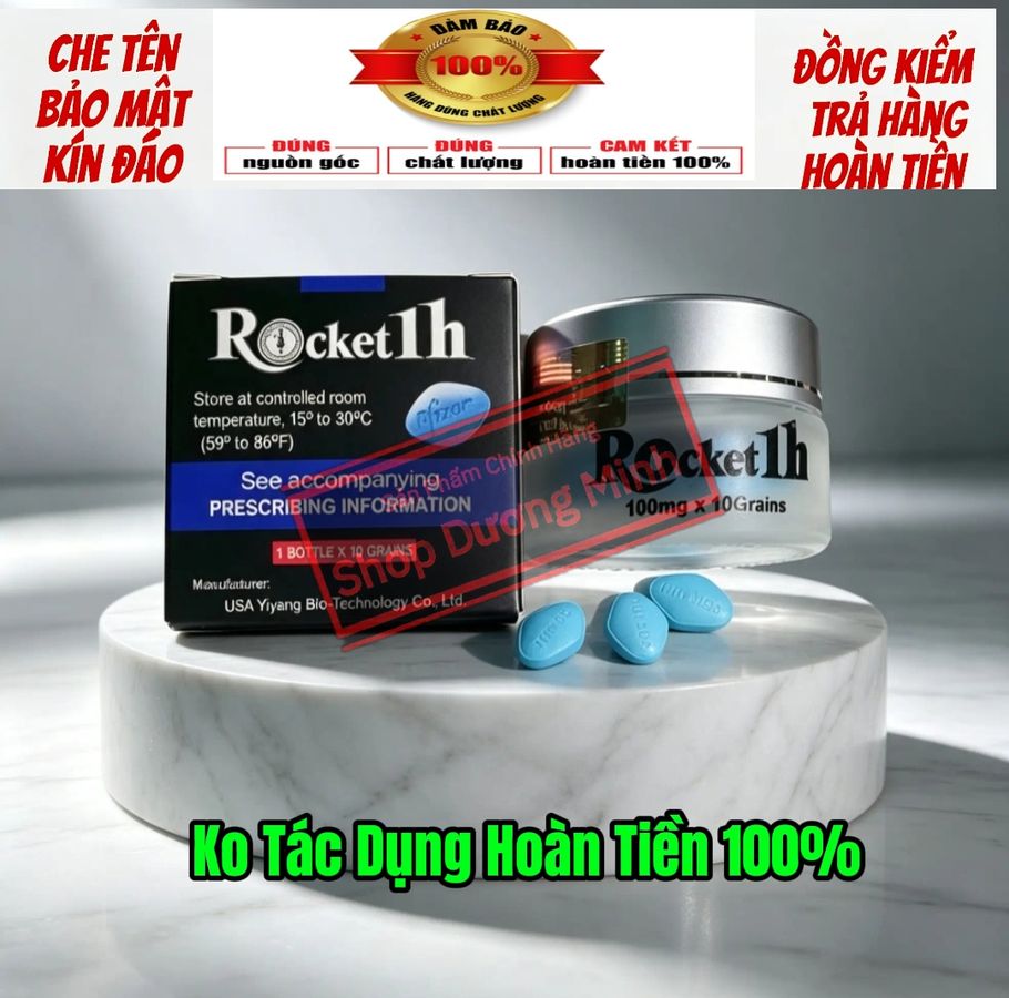 ( Hàng Chính Hãng) Rocket 1h, hộp 10 viên, tác dụng nhanh chóng, ko tác dụng hoàn tiền 100%