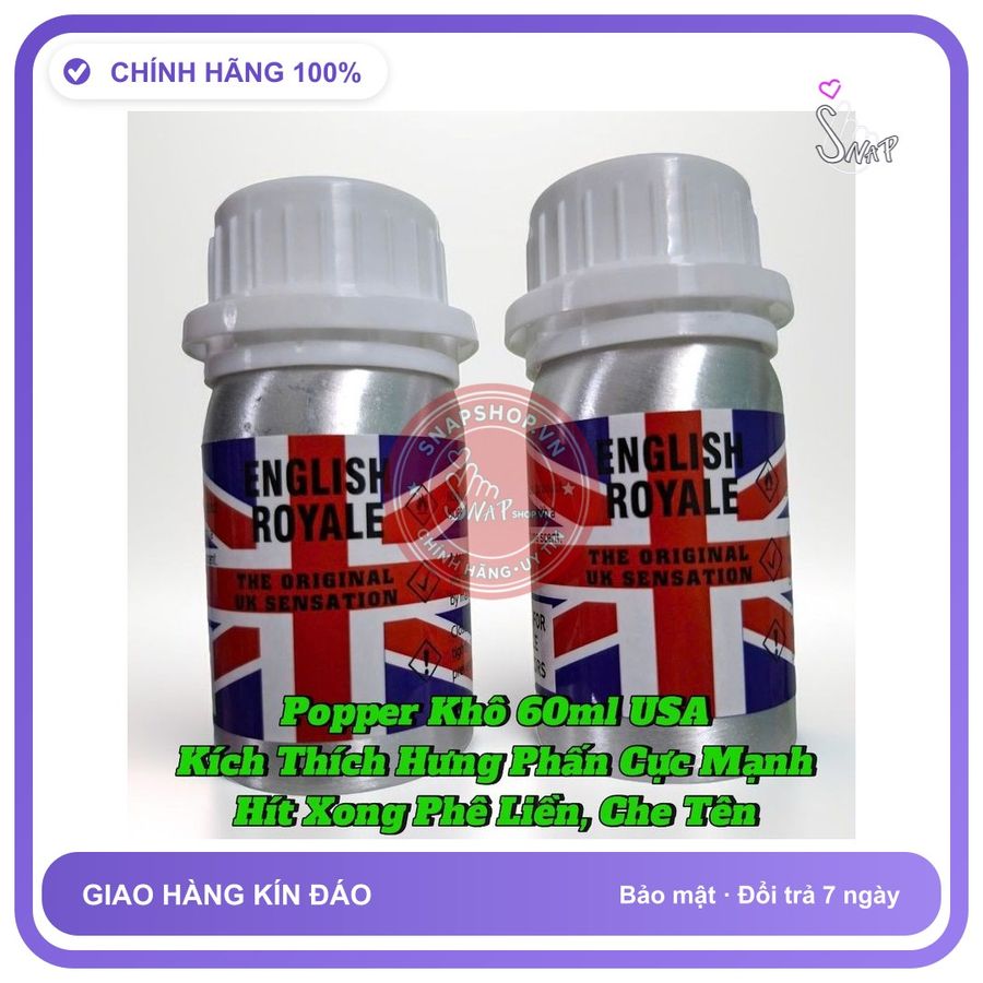 Chai hít tăng khoái cảm Popper English Royale 60ml Popper Khô 60ml USA, Dòng Cực Mạnh, Phê Lâu Cho Ng Lờn, Hít Xong Phê Liền, che tên sản phẩm bảo mật