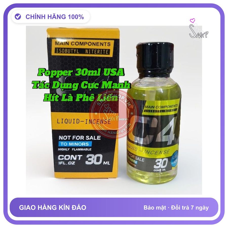 Chai hít tăng khoái cảm Popper MAIN COMPONENTS 30ml Chai Hít Popper 30ml USA, Tăng Khoái Cảm Cho Nam Nữ, Hít Là Phê Ngay