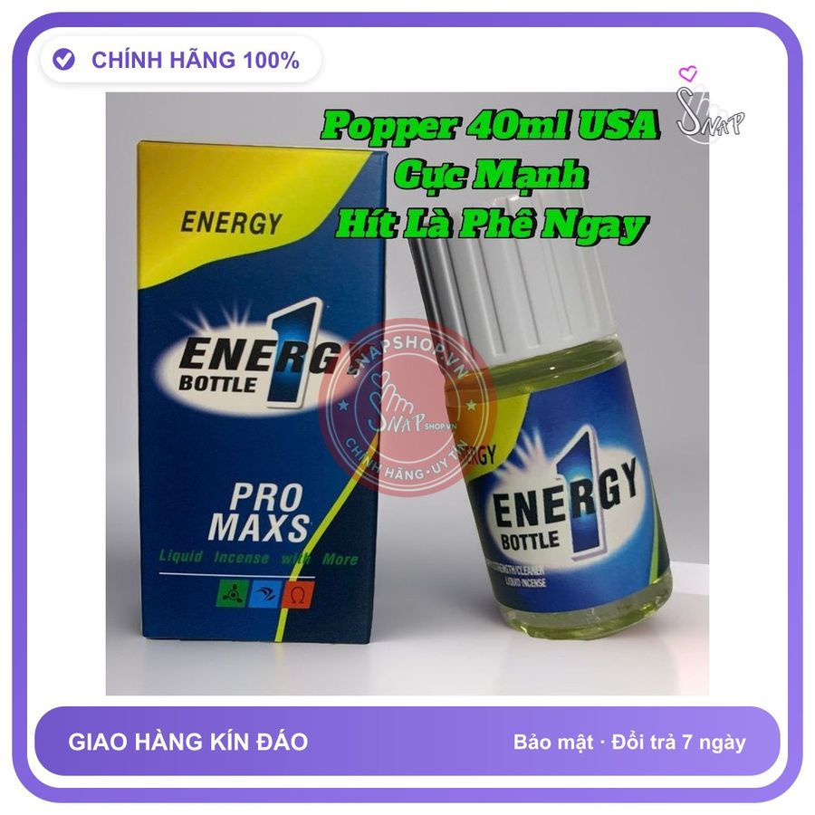 Chai hít tăng khoái cảm Popper ENERGY BOTTLE 40ml Chai Hít Popper 40ml USA, Kích Thích Hưng Phấn Cực Mạnh,Cho Nam Nữ, Hít Là Phê Ngay