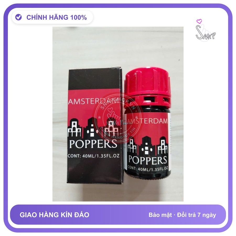 Chai hít tăng khoái cảm Popper AMSTERDAM 40ml Chai Hít Popper 40ml USA,Hàng Chính Hãng, Cực Mạnh, Phê Lâu,Ko Nhức Đầu, Ko Rát Mũi, Tác Dụng Nhanh Chó