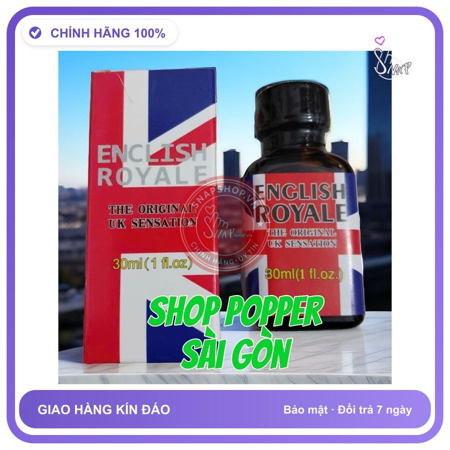 Chai hít tăng khoái cảm Popper ENGLISH ROYALE 30ml Chai Hít Kích Thích Hưng Phấn Cho Nam Nữ, Popper 30ml USA, Hàng Chính Hãng, Cực Mạnh