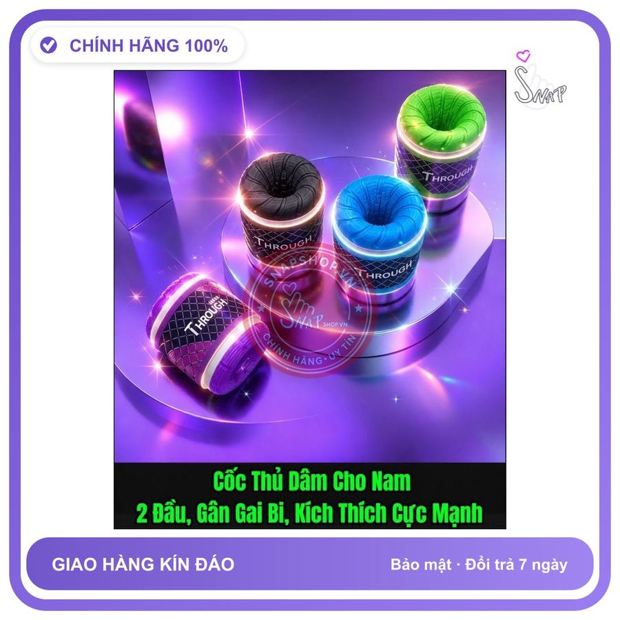 Đồ chơi người lớn THROUGH Cốc Thủ Dam, Cốc Tình Yêu Cho Nam, 2 Đầu, Gân Gai Bi, Kích Thích Cực Mạnh, che tên sản phẩm bảo mật kín đáo