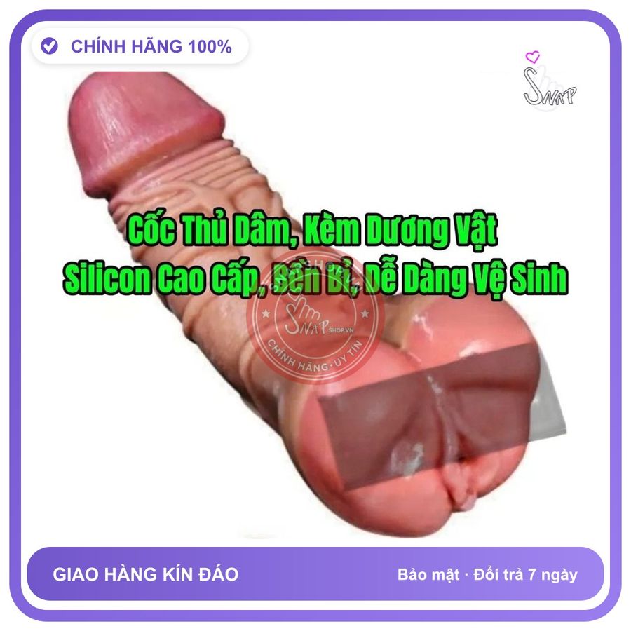 Đồ chơi người lớn Dương vật giả, Kèm Âm đạo 2 trong 1, tiện lợi che tên sản phẩm bảo mật kín đáo