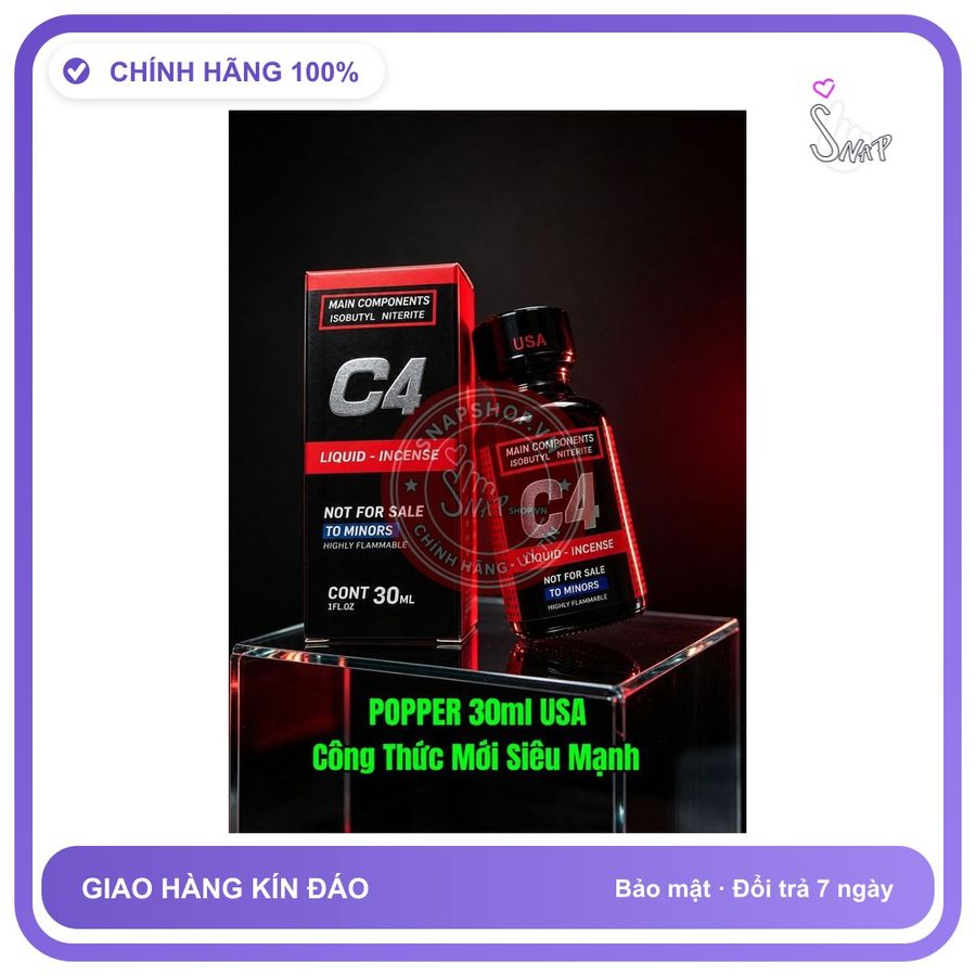 Chai hít tăng khoái cảm Popper C4 30ml Hàng Chính Hãng Popper Nước 30ml USA, Dòng Cao Cấp Cực Mạnh, Dùng Cho Ng Lờn Nặng