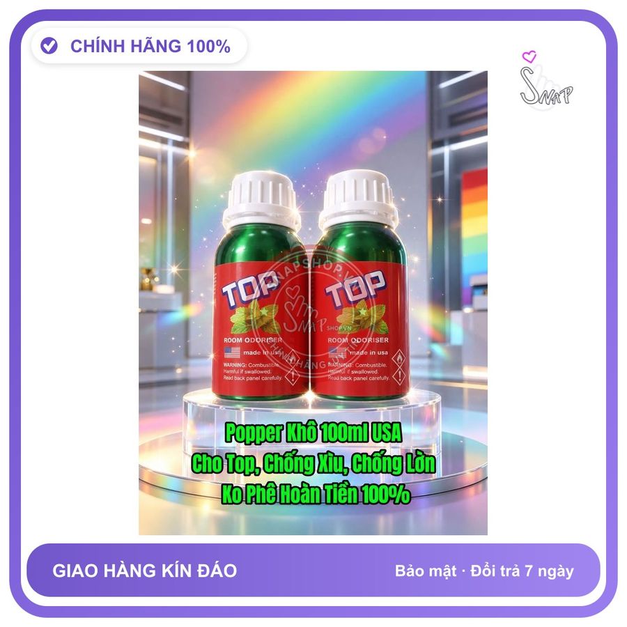 Chai hít tăng khoái cảm Popper TOP 100ml Hàng Chính Hãng Popper Khô 100ml USA, Dòng Cao Cấp Cực Mạnh,Cho Top, Chống Xìu, Cương Cứng Hơn,Kéo Dài Thời