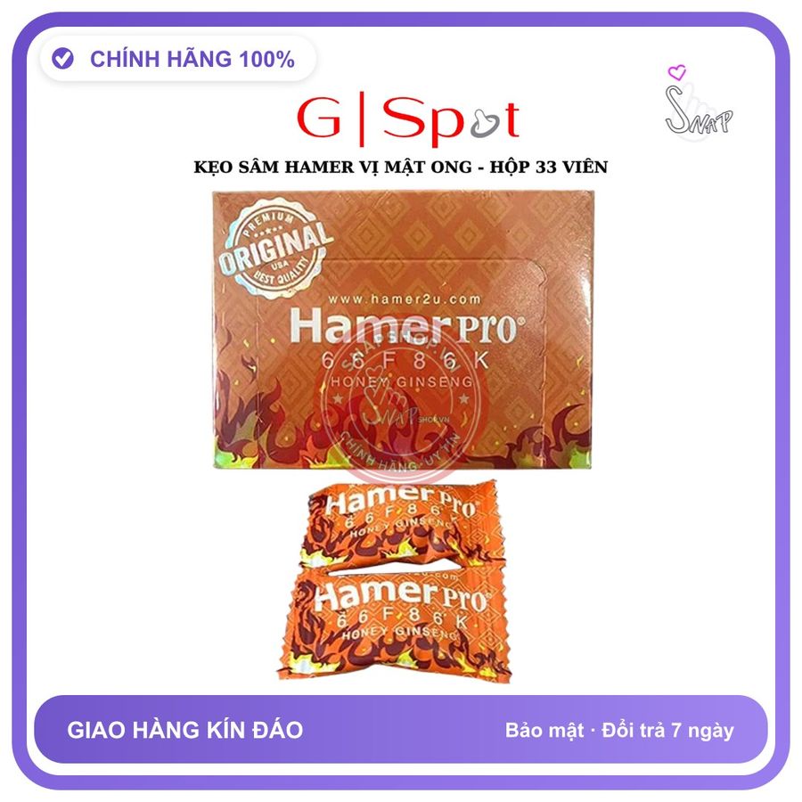 Viên uống hỗ trợ sinh lý nam HamerPro Kẹo Sâm Hamer Pro Chính Hãng Vị Mật Ong - Hộp 33 Viên Ngậm Tăng Cường Sinh Lý Cuong Duong Nam