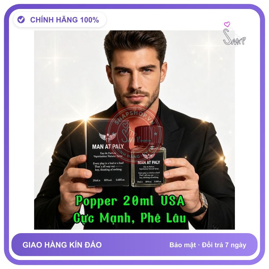 Chai hít tăng khoái cảm Popper MAN AT PLAY 20ml Popper 20ml USA, Hàng Chính Hãng, Dòng Mạnh Phê Lâu, che tên sản phẩm bảo mật kín đáo, Kín Đáo