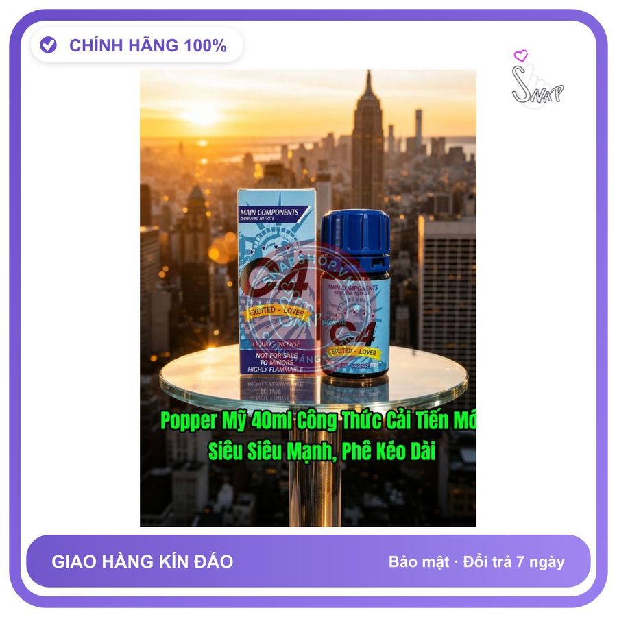 Chai hít tăng khoái cảm Popper C4 40ml Popper Mẫu Mới 40ml USA, Hàng Chính Hãng, Siêu Siêu Mạnh, Phê Kéo Dài