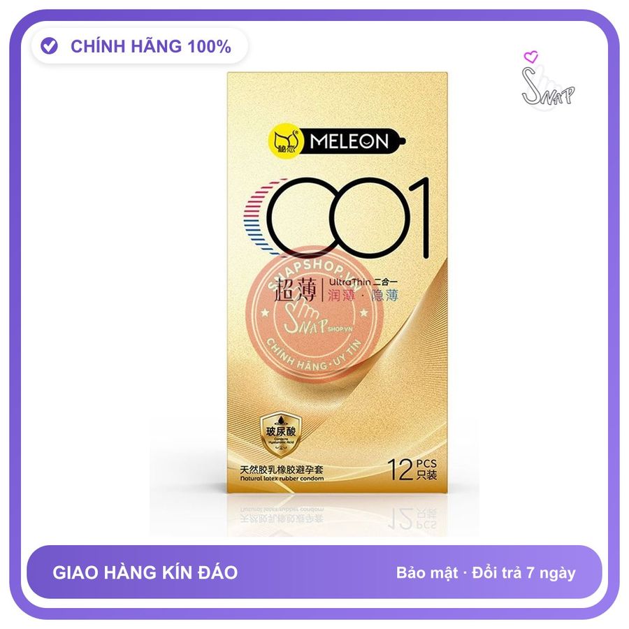 Bao cao su Meleon 001 Ultra Thin siêu mỏng nhiều gel hộp 12 cái