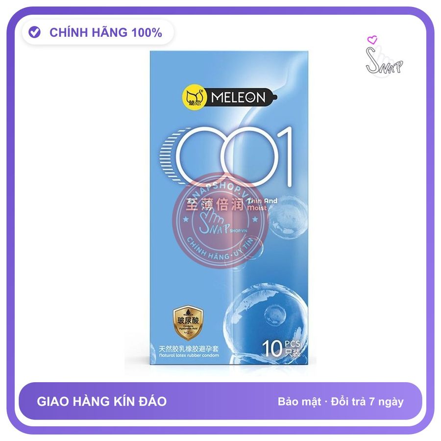 Bao cao su Meleon 001 Thin And Moist siêu mỏng nhiều gel hộp 10 cái