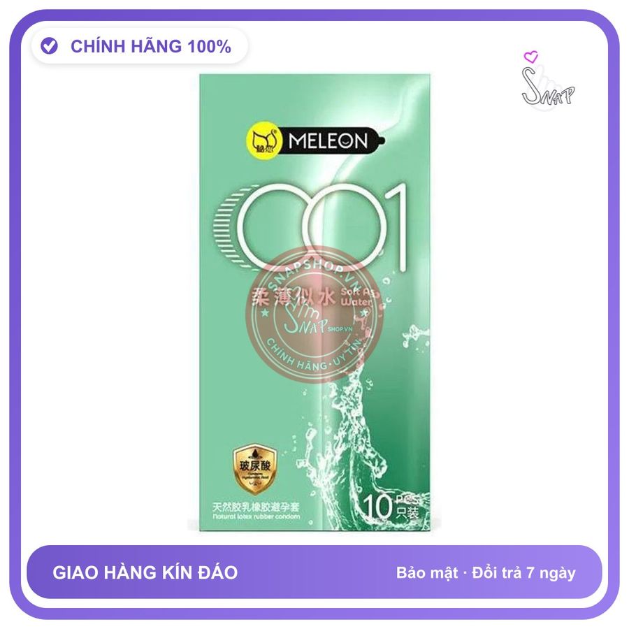 Bao cao su Meleon 001 Soft As Water siêu mỏng nhiều gel hộp 10 cái