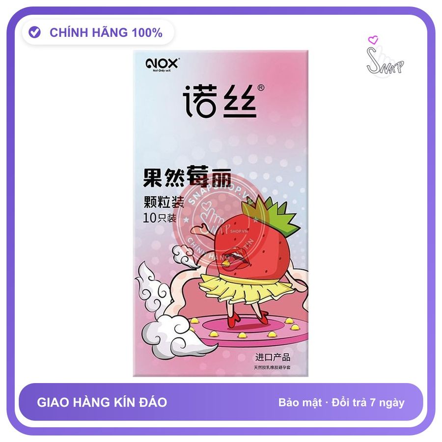Bao cao su Nox Sure Enough Strawberry hương dâu hạt nổi hộp 10 cái