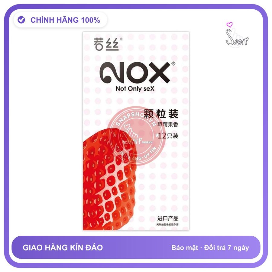 Bao cao su Nox Fruity Strawberry hương dâu tây hộp 12 cái