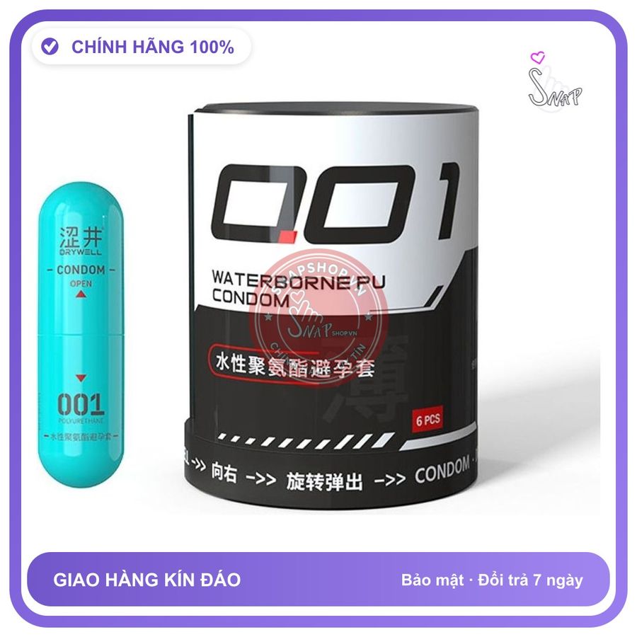Bao cao su DryWell PU 001 Nude & Thin siêu mỏng nhiều gel hộp 6 viên